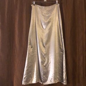 Long satin silver skirt